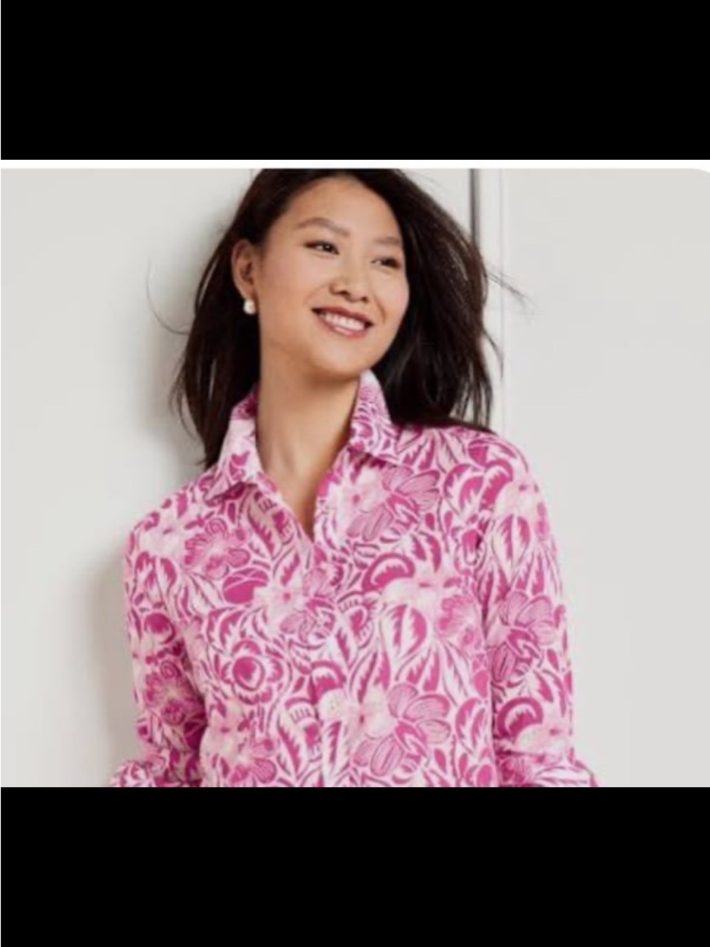 Talbots Pink Floral-Print Button-Down Shirt